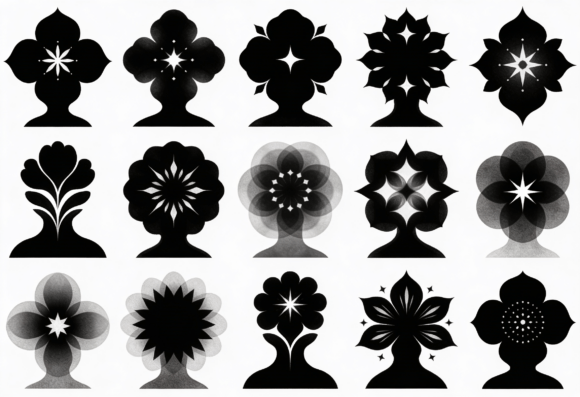 Abstract Floral Head Silhouettes Clipart Review