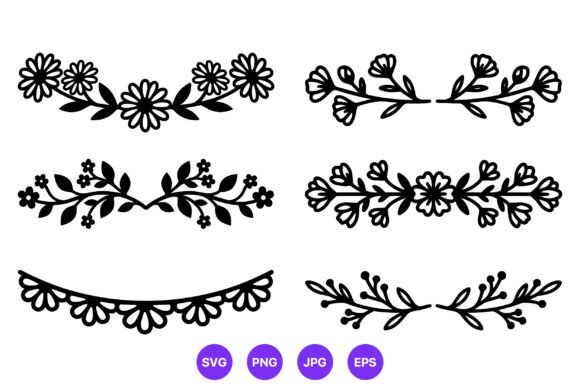 Black Floral Decorative Borders for Real Embroidery Work