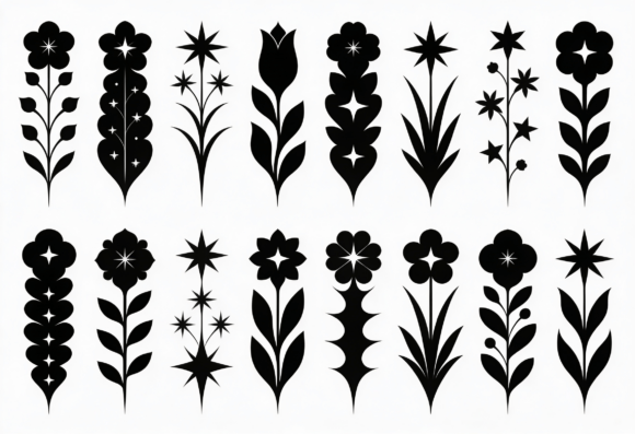 Black Floral Starburst Vector Clipart Review