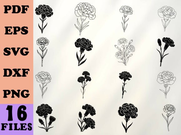 Carnation Floral Line Art Silhouette Review