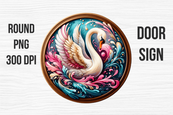 Colorful Swan Art Floral Door Sign Review