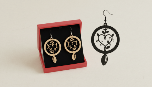 Floral Heart Pendant Earring Laser Cut Review