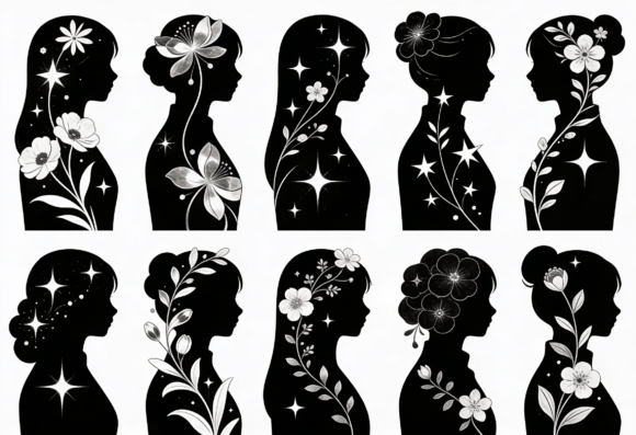 Floral Silhouette Art Print Black and Review