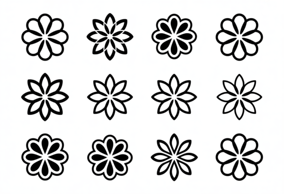Floral Vector Icons Set Flower Graphics Review
