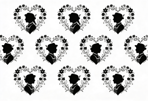 Vintage Silhouette Heart Floral Clipart Review